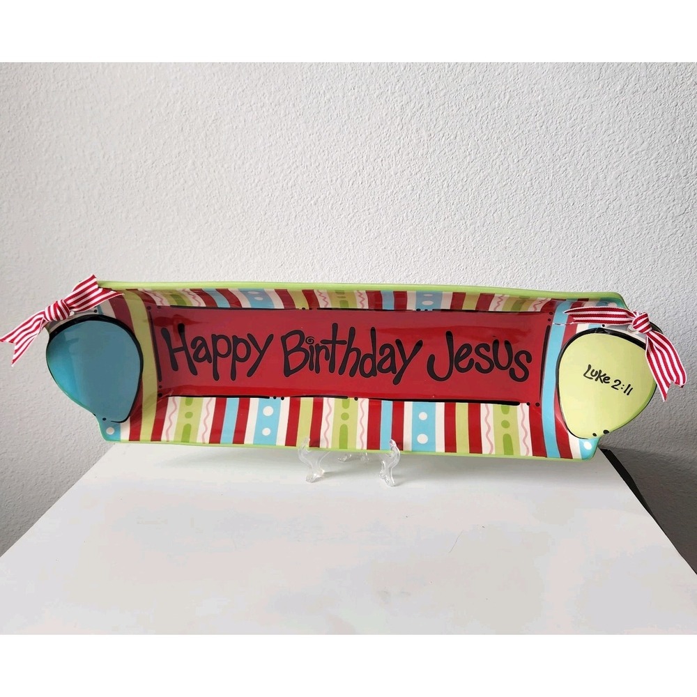 Burton & Burton Happy Birthday Jesus Christmas‎ Serving Platter Luke 2:11 - Picture 2 of 15